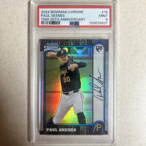2024 Bowman Chrome 1999 Bowman Chrome 25th Anniversary Paul Skenes RC PSA 9