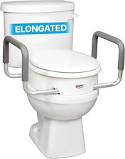Carex 3.5 Inch Raised Toilet Seat with Arms, Elongated Toilet Seat Riser, Up to