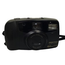 Vintage Pentax IQZoom 80-E 35mm Film Camera Black Tested Works EUC