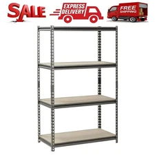 4 Tier Shelf Heavy Duty Metal Muscle Rack Garage Shelving Storage Rack Shelf NEW