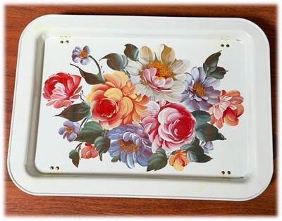 TV Lap and Bed Tray MarshAllan Products Vintage Cabbage Roses Florals NOS