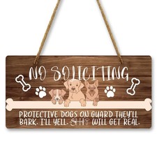 No Soliciting Sign for Door Dog Home Sign Front Door Sign Plastic Hanging Sig...