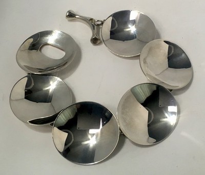 Robert Lee Morris RLM Studio Satellite Link Disc Toggle Bracelet 925 Signed