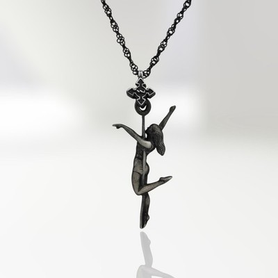 Pole Dance Pendant Vintage Style 925 Silver Necklace for Dancers and Performers