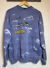 Vtg Art Unlimited Crewneck Sweatshirt Mens XL AOP Legendary Warbirds WWII Print