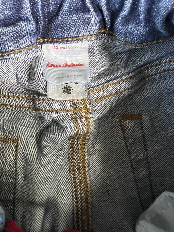 Pantalones de mezclilla ajustables Hanna Andersson lavado oscuro pierna recta azul talla 10 Foto 3 de 4