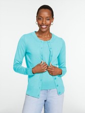 Charming Cardigan - Wide Placket at Talbots, NWT 99.5, VIVID TURQUOISE all size