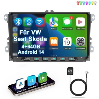 9'' Für VW Golf 5 6 Polo Touran Tiguan 4+64G Android 14 Autoradio Carplay GPS RDS
