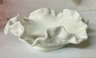 Vintage Fenton Milk Glass Hobnail Small Dish Ruffled Trinket EUC