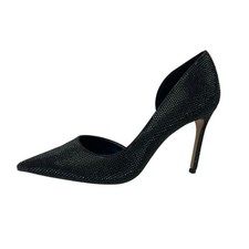 Mango MNG Black Rhinestone Pointed Toe Slip On Stiletto Heels Pump Shoes Sz 8.5