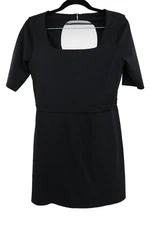 SPANX Get Moving Dress Medium Black Square Neck Built In Comp Shorts w Pocket