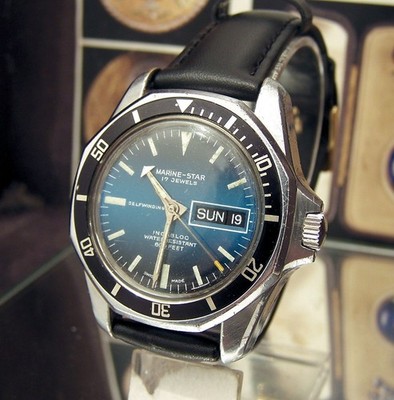 60'S VINTAGE SICURA MARINE STAR FUNKY AUTO DIVERS STYLE WATCH DAY DATE WORKS