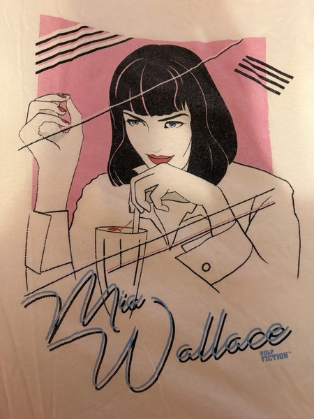 Old Navy Pulp Fiction Movie T Shirt XXL Mia Wallace Graphic Print White Pink