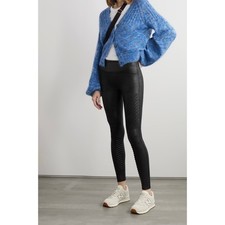 SPANX Faux Leather Moto Leggings Womens Medium Black Slimming Shaping High Rise