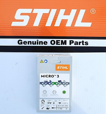 S228 Stihl OEM 3670-005-0065 12'' Micro 3 chrome plated Oilomatic 1/4''  .043 65dl