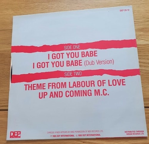 UB40 Vinyl 12" 45RPM I Got You Babe DEP20-12 1985 DEP International NrM/VG+ - Picture 2 of 3