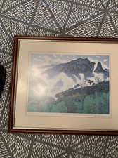 Fumio Kitaoka Japanese Artist Artist Proof Misty Kamegamori Grove Woodblock