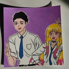 6x6 Inch Acrylic Painting Impressionism Anime Manga Art Title Gojo And Marin A1