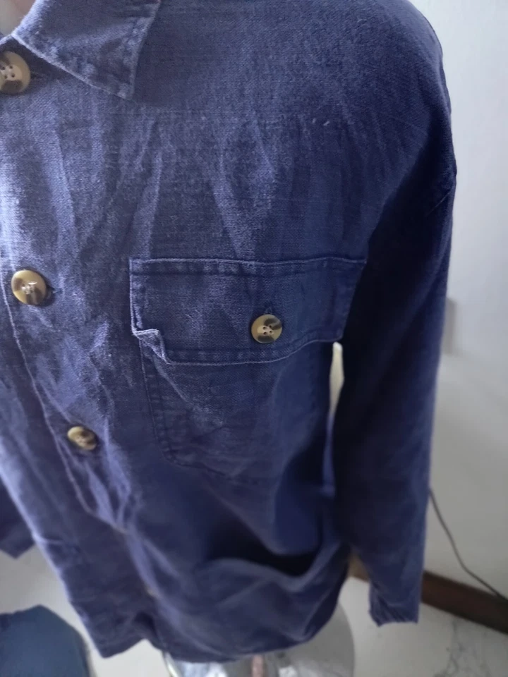 HITMAKER Brand Blouson Jacket Button Up Long Sleeve Collar Blue | P:22, L:29in - Image 2 of 4