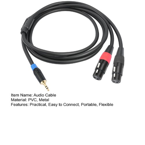 Black Metal Shell Audio Wire Thick Cable High-quality Gold-plated 3.5mm - Afbeelding 7 van 10
