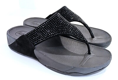 FitFlop Flip flop sandals ''Rokkit'' In Black Suede Rhinestones 9 / 41