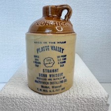 Vintage McCormick Platte Valley Straight Corn Whiskey Jug Crock 5"  NO CORK