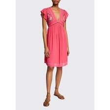 JOHNNY WAS NWT Boho Coral Embroidered Butterfly Flutter Sleeve Tunic Dress XXL