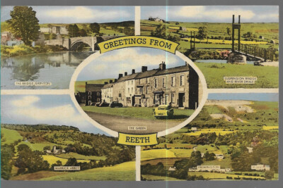 SEHR SCHÖNE ALTE 5 ANSICHTEN POSTKARTE - REETH - YORKSHIRE UM 1965 Valentinstag