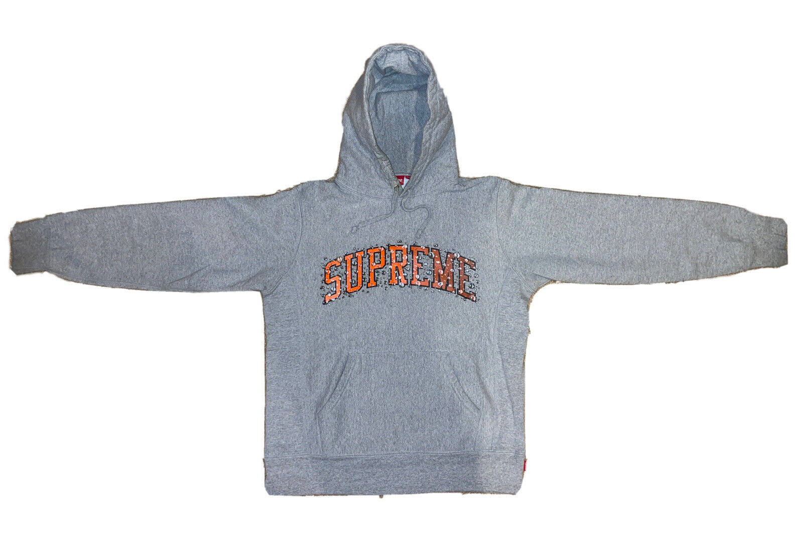 Supreme Water Arc Hoodie FW18 Medium Grey Orange New