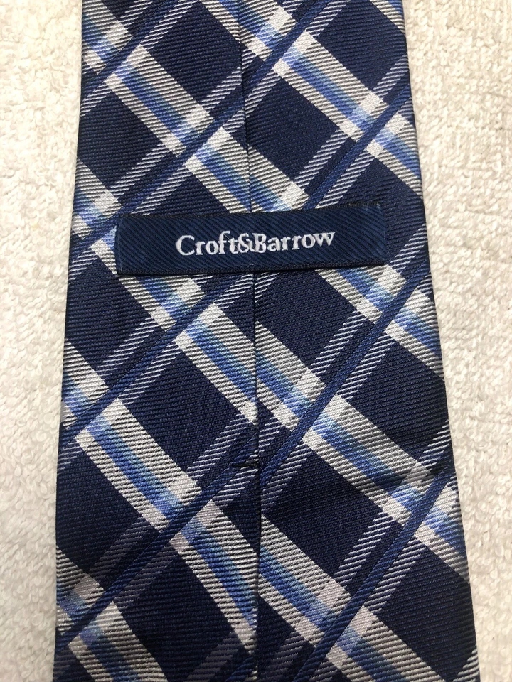 CORBATA CROFT AND BARROW HOMBRE AZUL MARINO CON AZUL Y BLANCO 3,25 X 60 Foto 4 de 4