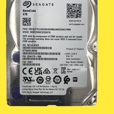 5TB Laptop HDD Seagate ST5000LM000 Hard Drive - FOR PARTS 5TB Laptop HDD Seagate ST5000LM000 Hard Drive - FOR PARTS