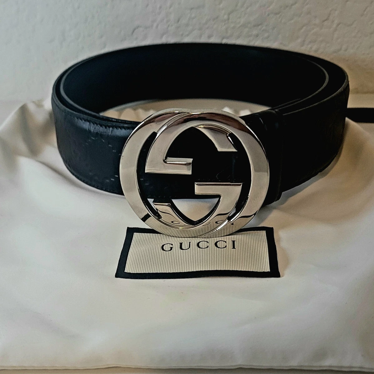 Gucci men's shop black leather belt