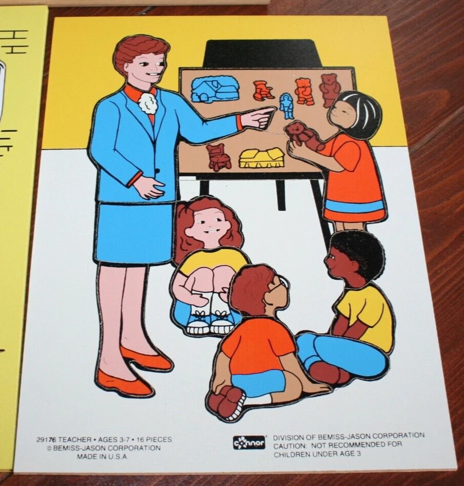 Lot Wooden Preschool Puzzles Puzzle Knob Wood Learning Picture Mailman School - Image 2 of 4