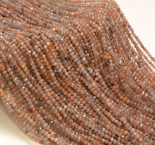 2MM MULTI COLOR SUNSTONE GEMSTONE MICRO FACETED ROUND LOOSE BEADS 15.5" - Picture 2 of 4