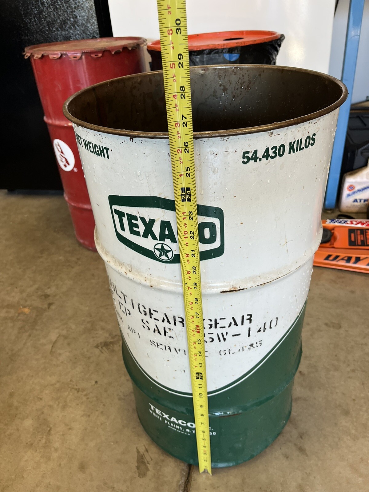 Vintage Texaco Oil 16 Gallon Drum Barrel Gas Oil Grease Trash Can