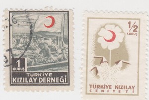 Turkey 1953-57 Red Crescent Society. Hospital & Symbol on the Flower RA182 RA207
