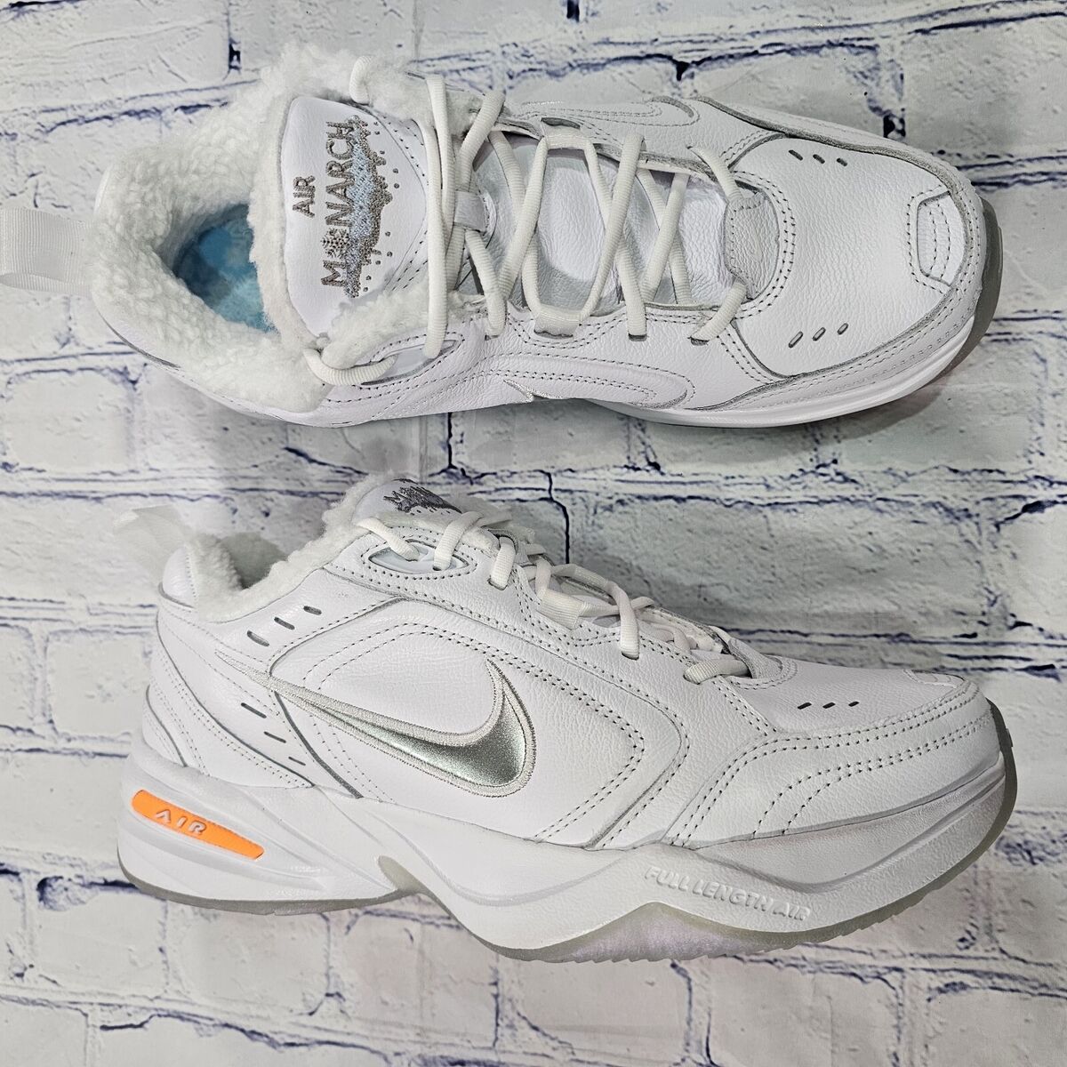 Nike Air Monarch IV PRM Snow Day White Orange Shoes AV6676 Nike Air Monarch IV PRM Snow Day White Orange Shoes AV6676