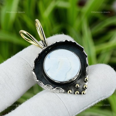 Womens day Sale Natural Owyhee Blue Opal Wedding New Pendant 925 Sterling Silver