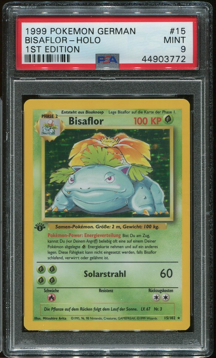 Bisaflor / Venusaur 15 PSA 9 German 1st Edition Base 1999 Pokemon