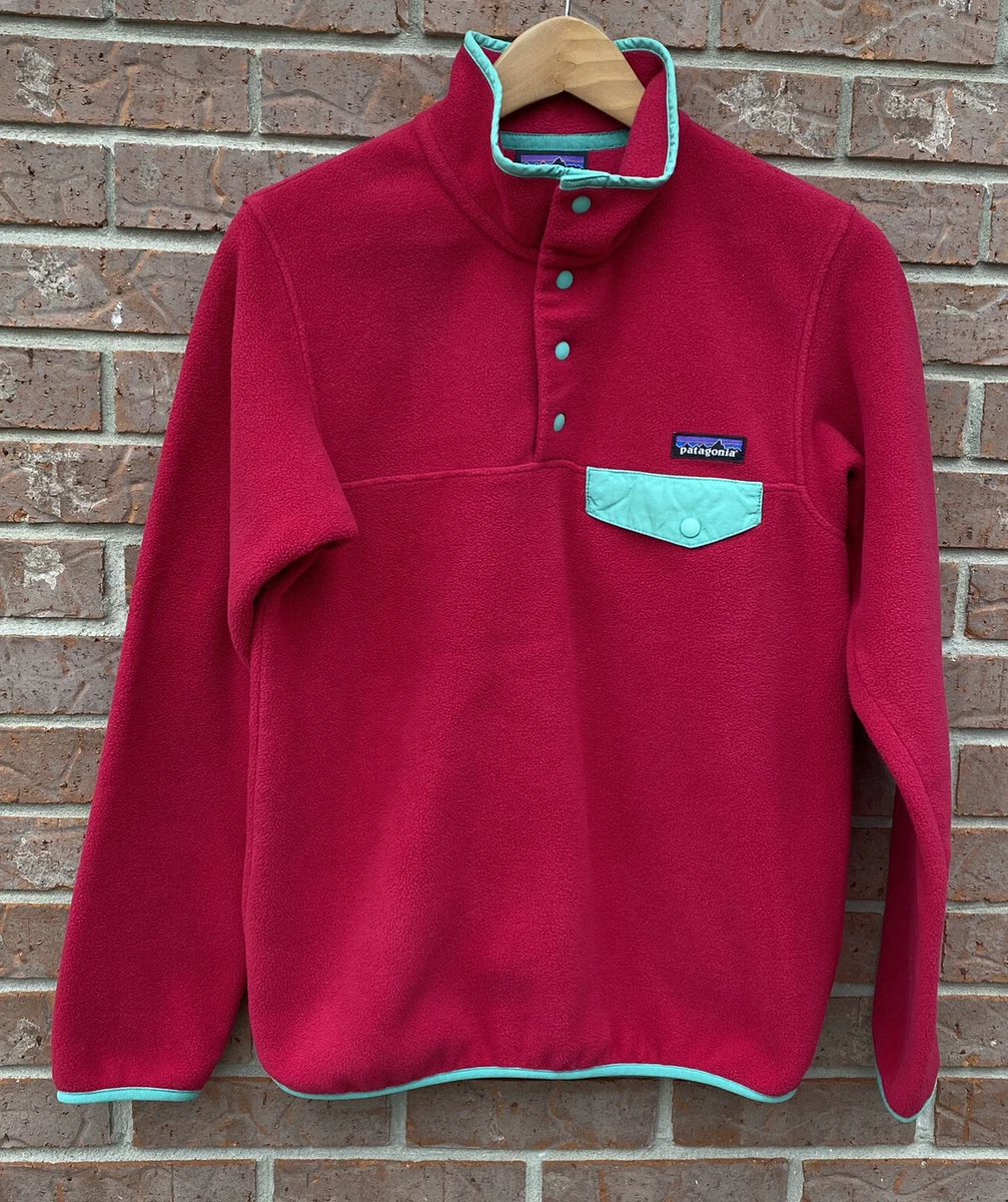Patagonia Synchilla Snap T Fleece Jacket Women s Small Magenta Pink Mint Green