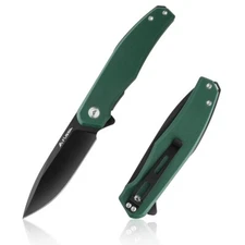FLISSA 4.5" Pocket Knife G10 Handle Folding EDC Knife D2 Steel Blade Liner Lock