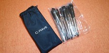 C-Rave Makup Brush Set With Wood Effect Handles & Carry Bag