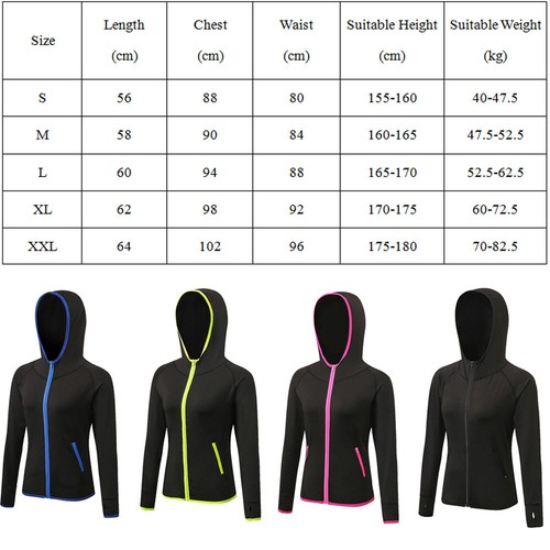 Women Zipper Stretch Hoodies Sweatshirts Activewear Fitness Sports Coat Jacket - Picture 2 of 17