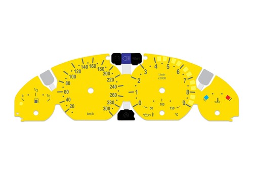 For BMW M3 E46 Yellow - Speedometer Dials from MPH to Km/h Cluster Gauges - Picture 2 of 6