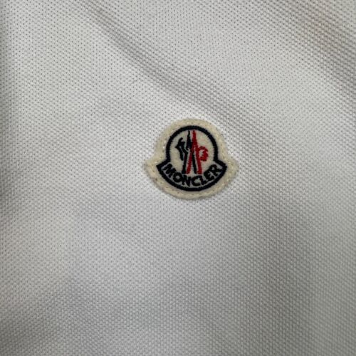 Moncler Maglia Polo Manica Corta Mens Small White Pique Short Sleeve Shirt - Picture 4 of 13