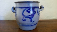 BETSCHDORF GRES AU SEL - BLEU COBALT - VIEUX POT A SAINDOUX AUTHENTIQUE