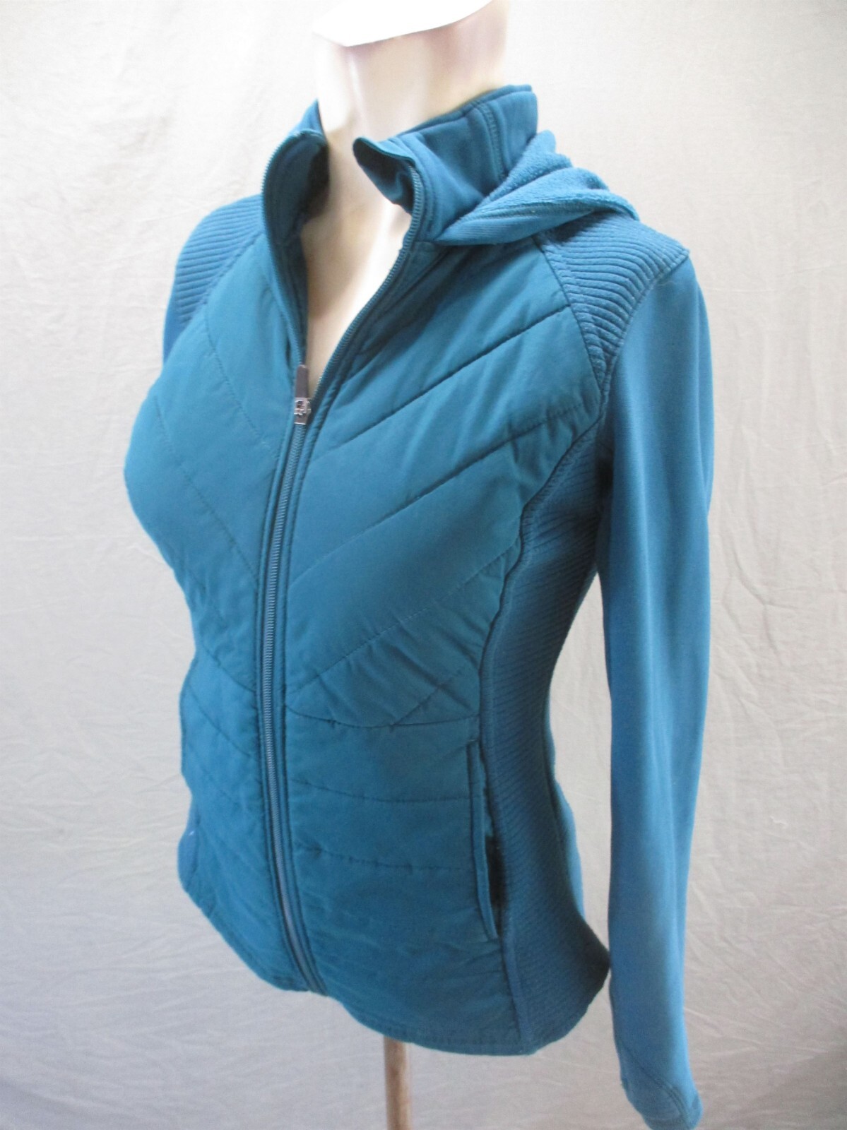 Giacca sportiva trapuntata Fila taglia XS donna teal full zip supporto colletto tasca 355