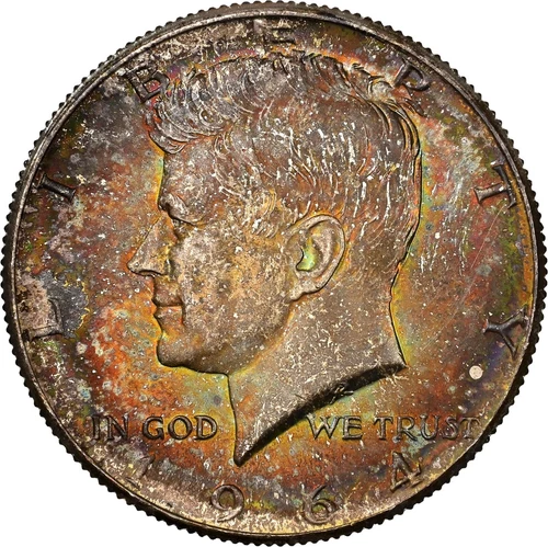 1964 50C Kennedy Silver Half Dollar NGC MS64 Rainbow Toned Dark Deep Color