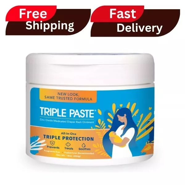 Triple Paste Diaper Rash Cream for Baby - 16 oz Tub - Zinc Oxide Ointment  Treats