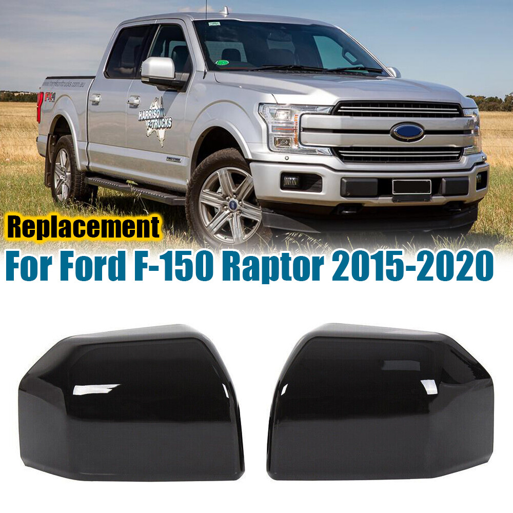 Gloss Black Clip-on Side Mirror Cover Caps For 2015-2020 Ford F150 F-150 Raptor